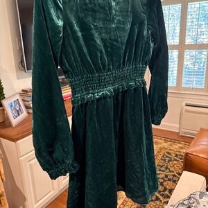 Dark green velvet dress